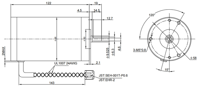 Dia 68 밀리미터 강건한 브러시 직류 전동기 최고 9000까지 Rpm 0